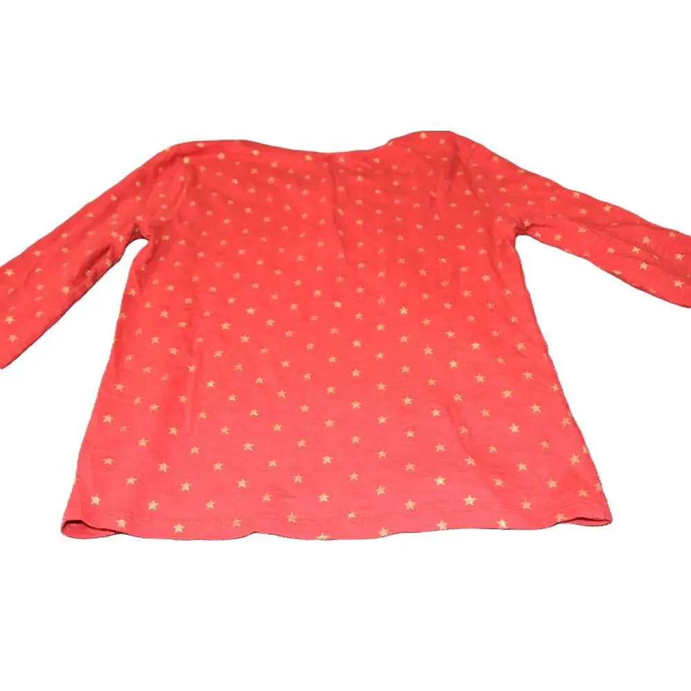 Gap Kids Long Sleeve Shirt, Red with Gold Stars, Girl's XXL 14-16, LN